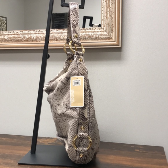 NWT Michael Kors Snakeskin Embossed Leather Hobo Bag - Picture 3 of 11